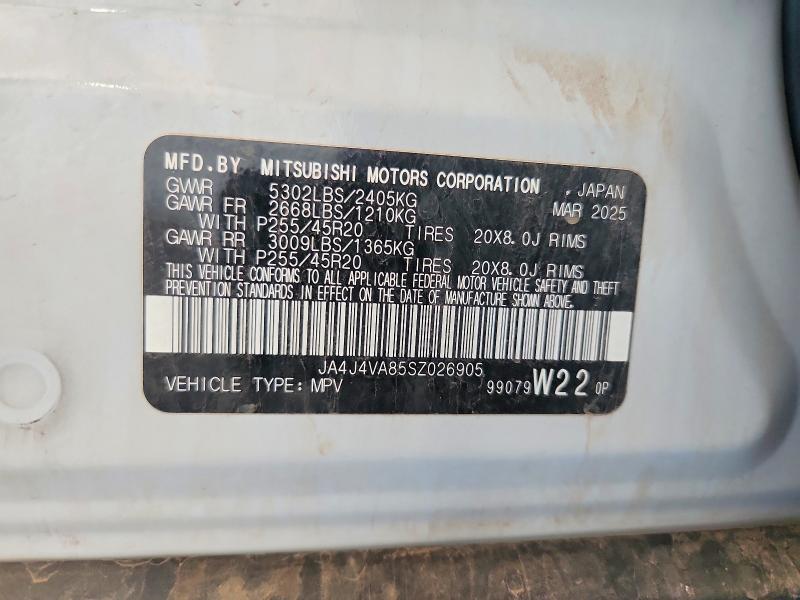 2025 Mitsubishi Outlander მანქანა იყიდება აუქციონზე, vin: JA4J4VA85SZ026905, აუქციონის ნომერი: 66121666