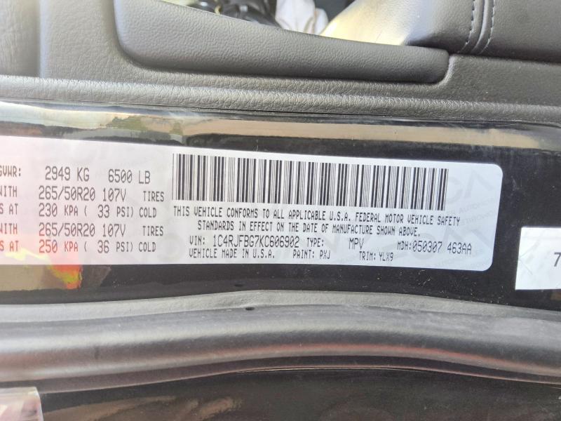 Продажа на аукционе авто 2019 Jeep Grand Cherokee, vin: 1C4RJFBG7KC606902, номер лота: 67176106