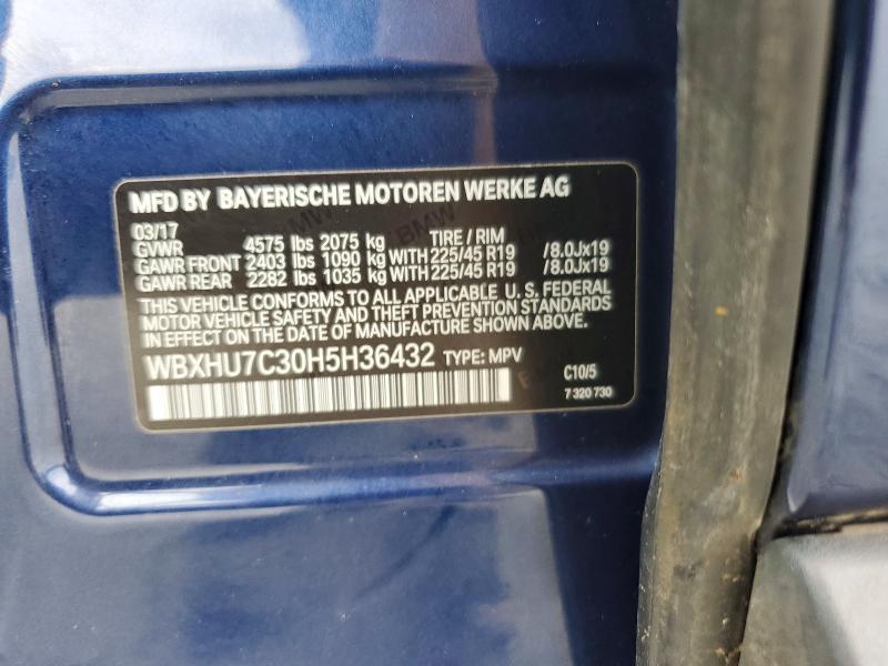 63714096 :رقم المزاد ، WBXHU7C30H5H36432 vin ، 2017 Bmw X1 مزاد بيع