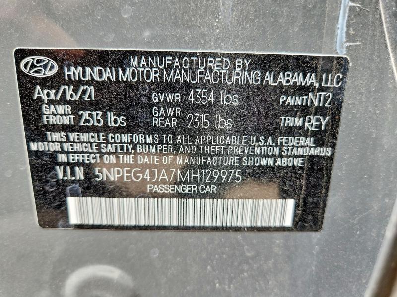 Продаж на аукціоні авто 2021 Hyundai Sonata, vin: 5NPEG4JA7MH129975, номер лоту: 65104616