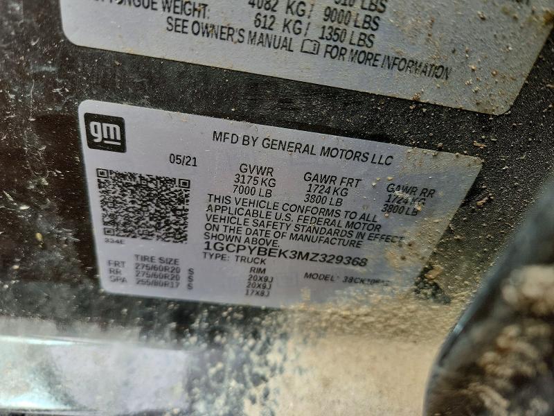 Aukcja sprzedaży 2021 Chevrolet Silverado, vin: 1GCPYBEK3MZ329368, numer aukcji: 85977335