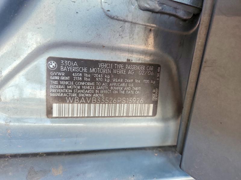 Продажа на аукционе авто 2006 Bmw 330, vin: WBAVB33526PS13926, номер лота: 61554196