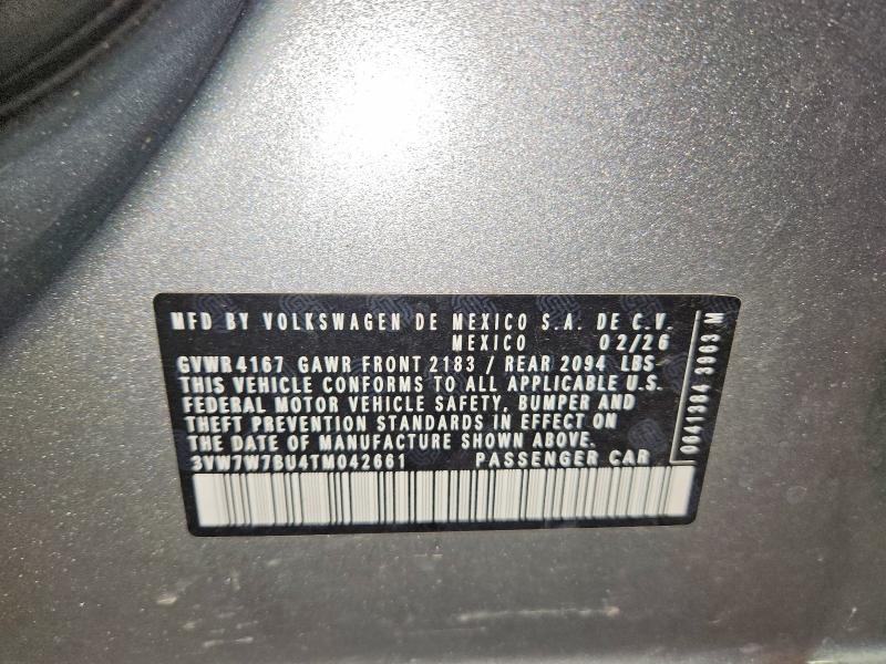 2026 Volkswagen Jetta მანქანა იყიდება აუქციონზე, vin: 3VW7W7BU4TM042661, აუქციონის ნომერი: 65155616