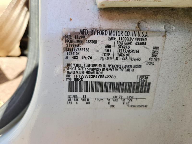 Aukcja sprzedaży 2000 Ford F350, vin: 1FTWW32F5YEB42788, numer aukcji: 64088056