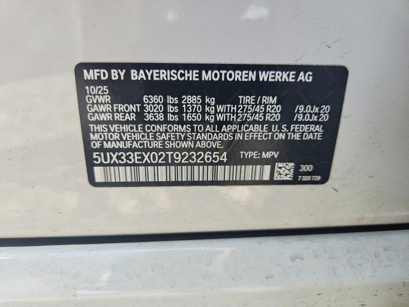 64965136 :رقم المزاد ، 5UX33EX02T9232654 vin ، 2026 Bmw X6 مزاد بيع