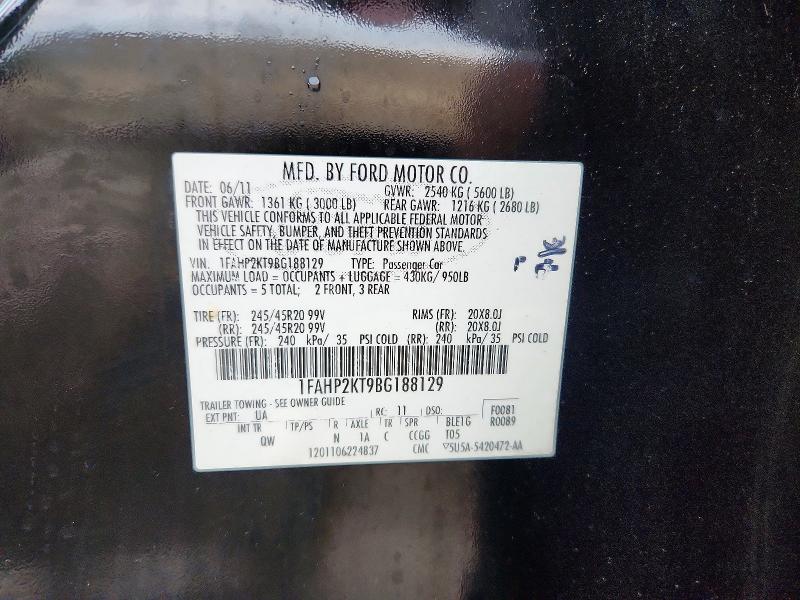 63612356 :رقم المزاد ، 1FAHP2KT9BG188129 vin ، 2011 Ford Taurus مزاد بيع