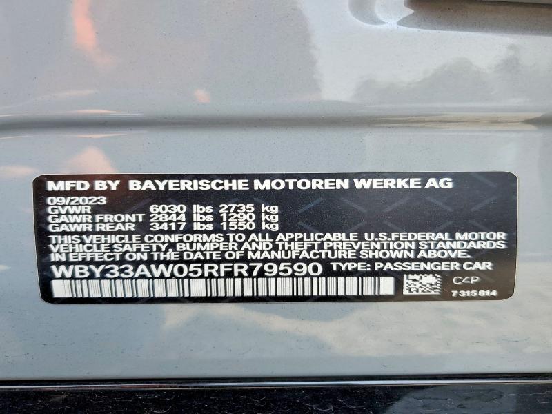 Продаж на аукціоні авто 2024 Bmw I4, vin: WBY33AW05RFR79590, номер лоту: 63238456