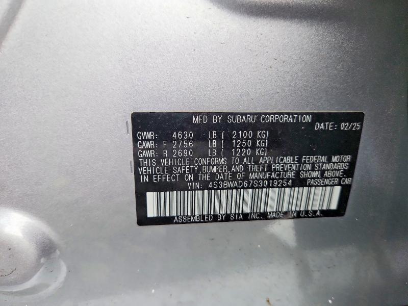 Продаж на аукціоні авто 2025 Subaru Legacy, vin: 4S3BWAD67S3019254, номер лоту: 63885316
