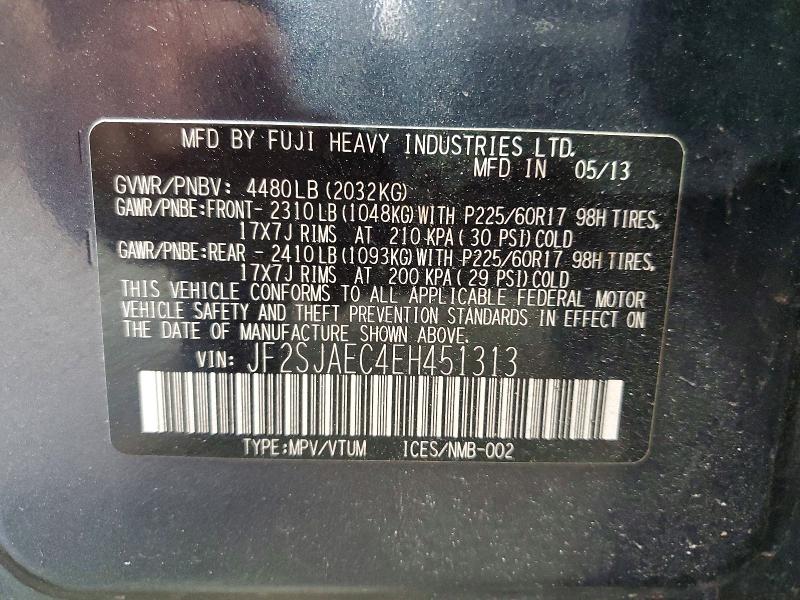 Продаж на аукціоні авто 2014 Subaru Forester, vin: JF2SJAEC4EH451313, номер лоту: 64019996