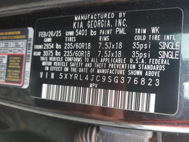 63799486 :رقم المزاد ، 5XYRL4JC9SG376823 vin ، 2025 Kia Sorento مزاد بيع