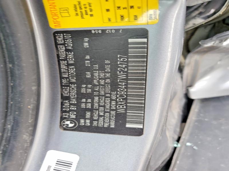 Aukcja sprzedaży 2007 Bmw X3, vin: WBXPC93447WF24757, numer aukcji: 64606086