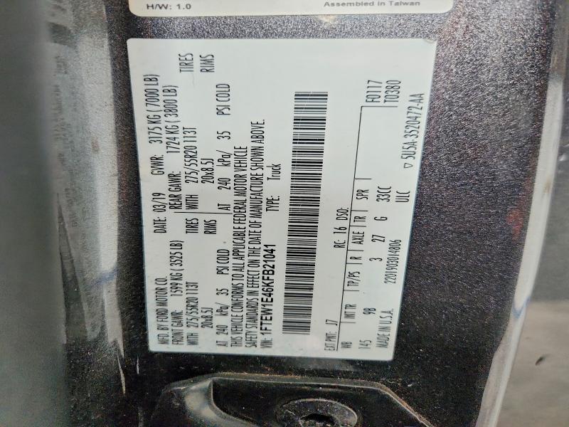 Aukcja sprzedaży 2019 Ford F150, vin: 1FTEW1E46KFB21041, numer aukcji: 63692836