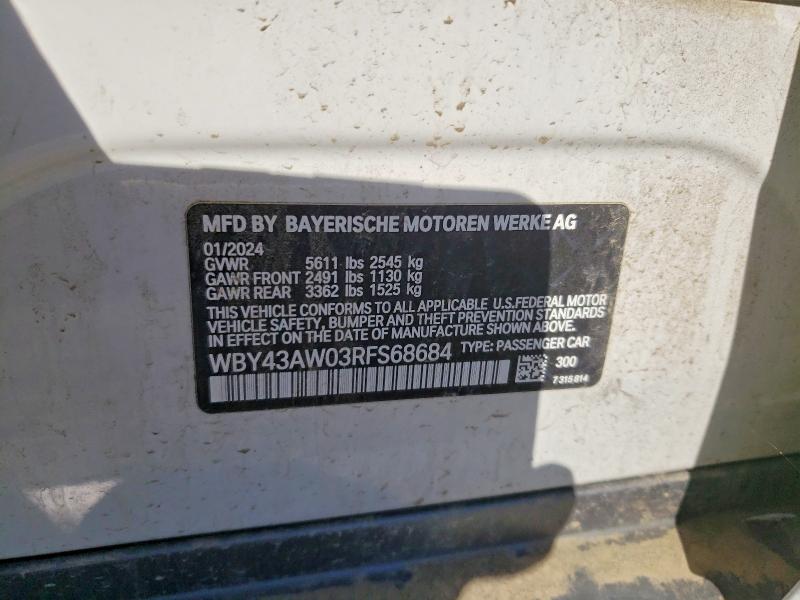 Продаж на аукціоні авто 2024 Bmw I4, vin: WBY43AW03RFS68684, номер лоту: 63435396
