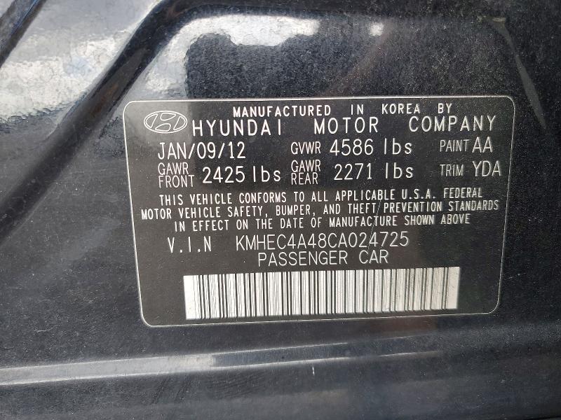 64305266 :رقم المزاد ، KMHEC4A48CA024725 vin ، 2012 Hyundai Sonata مزاد بيع
