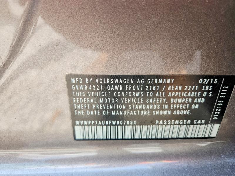 Продаж на аукціоні авто 2015 Volkswagen E-golf, vin: WVWPP7AU6FW907894, номер лоту: 66902526