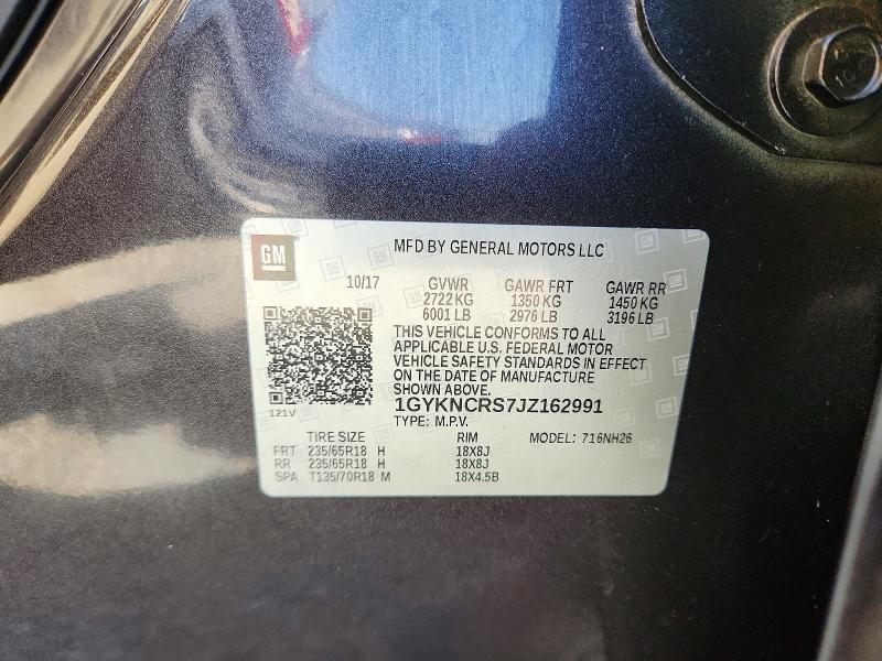 2018 Cadillac Xt5 მანქანა იყიდება აუქციონზე, vin: 1GYKNCRS7JZ162991, აუქციონის ნომერი: 64057156