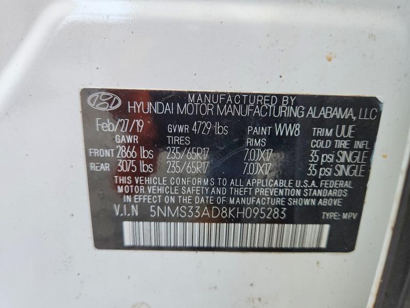 Aukcja sprzedaży 2019 Hyundai Santa Fe, vin: 5NMS33AD8KH095283, numer aukcji: 66964596