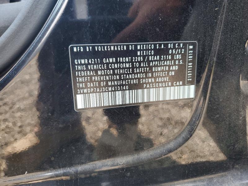 67139436 :رقم المزاد ، 3VWDP7AJ3CM413140 vin ، 2012 Volkswagen Jetta مزاد بيع