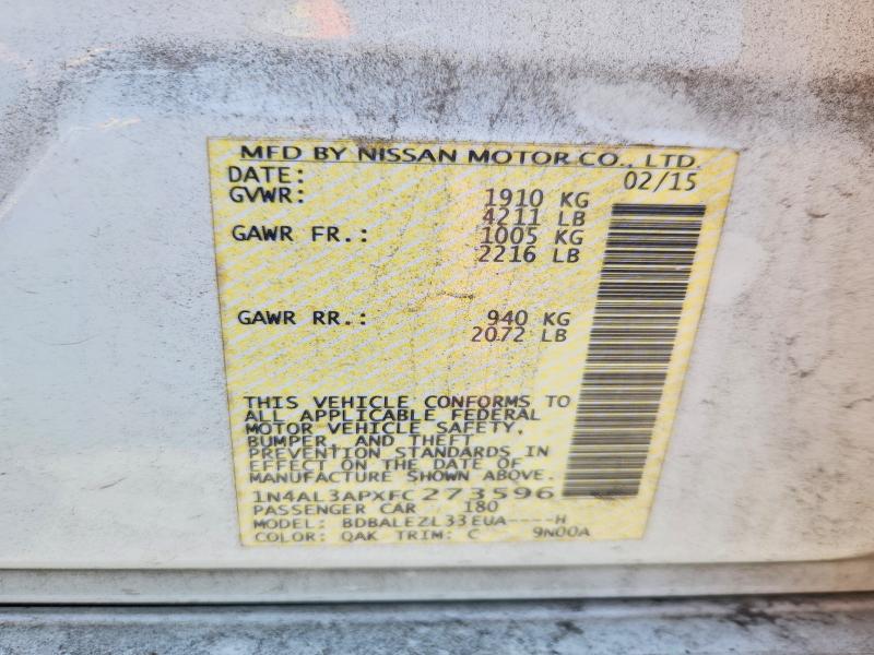 65002986 :رقم المزاد ، 1N4AL3APXFC273596 vin ، 2015 Nissan Altima مزاد بيع