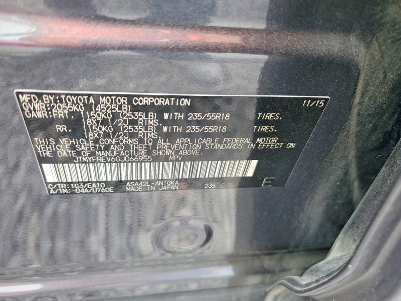 63221366 :رقم المزاد ، JTMYFREV6GJ066955 vin ، 2016 Toyota Rav4 مزاد بيع