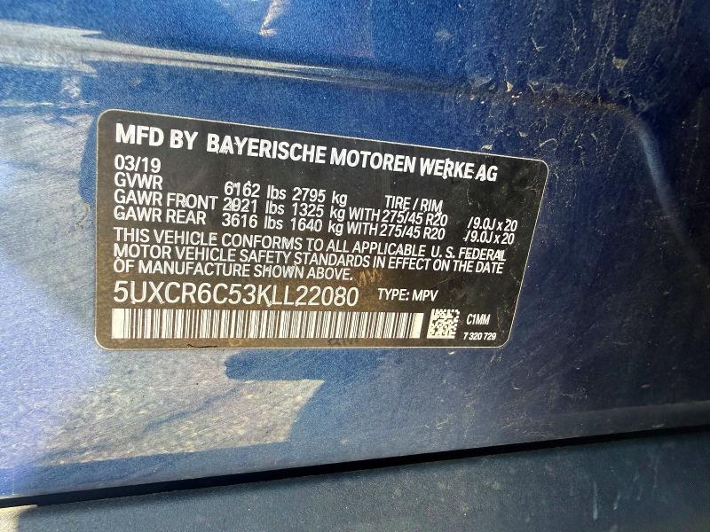 64080236 :رقم المزاد ، 5UXCR6C53KLL22080 vin ، 2019 Bmw X5 مزاد بيع