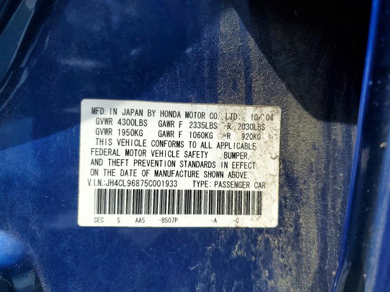Продажа на аукционе авто 2005 Acura Tsx, vin: JH4CL96875C001933, номер лота: 67247456