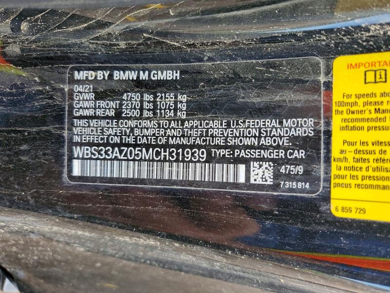 Продажа на аукционе авто 2021 Bmw M4, vin: WBS33AZ05MCH31939, номер лота: 65565976