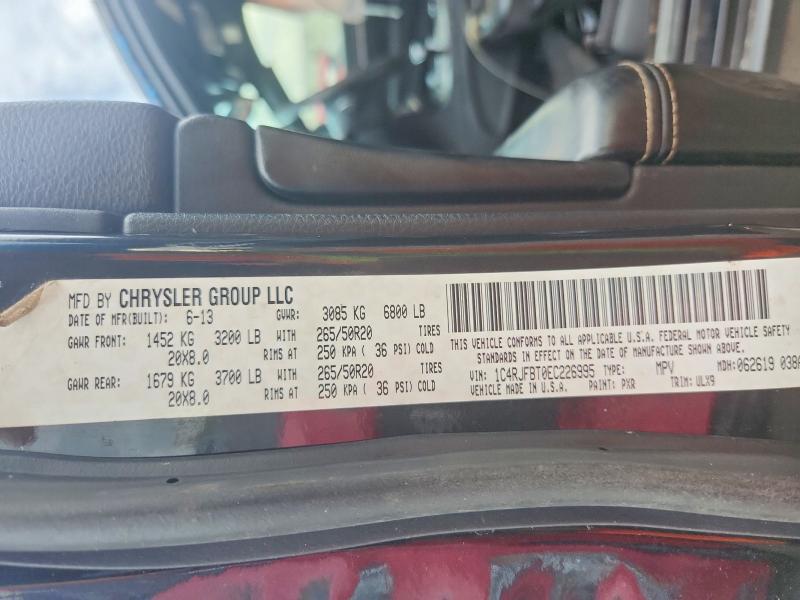 Продаж на аукціоні авто 2014 Jeep Grand Cherokee, vin: 1C4RJFBT0EC226995, номер лоту: 62108486