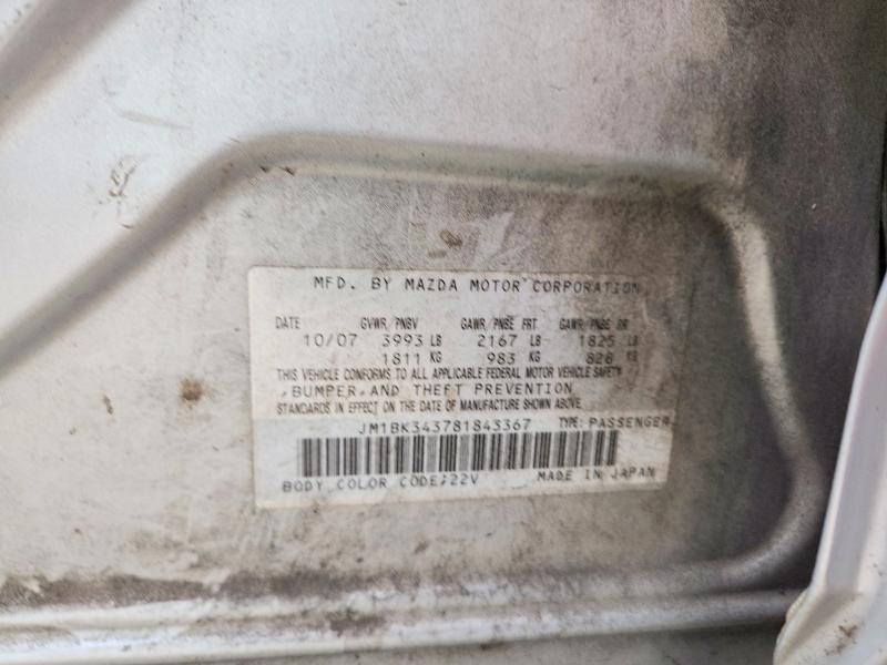 2008 Mazda 3 მანქანა იყიდება აუქციონზე, vin: JM1BK343781843367, აუქციონის ნომერი: 66974066
