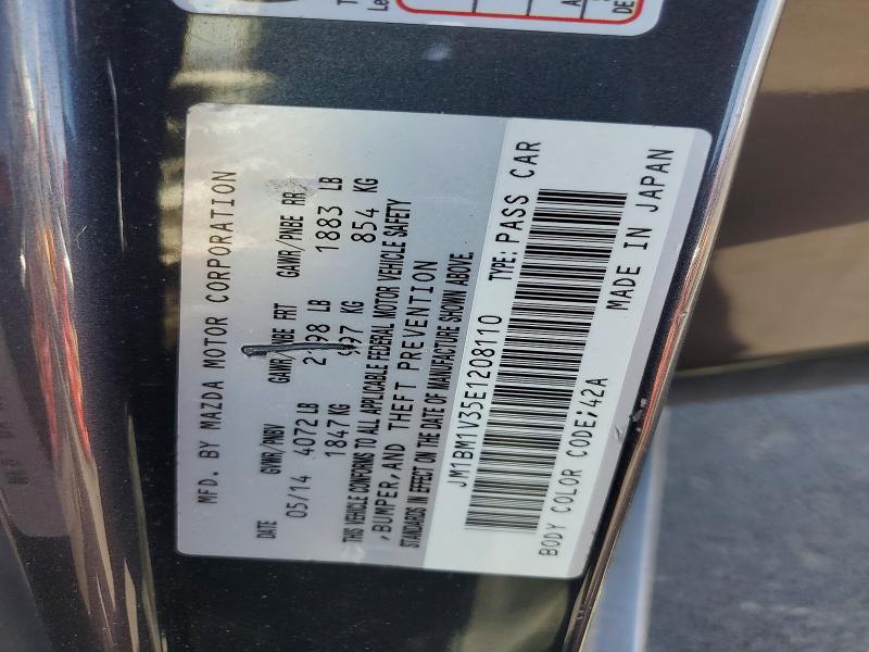 2014 Mazda 3 მანქანა იყიდება აუქციონზე, vin: JM1BM1V35E1208110, აუქციონის ნომერი: 66468656