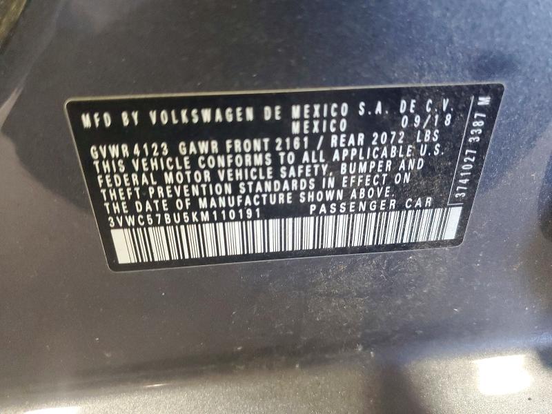 Продажа на аукционе авто 2019 Volkswagen Jetta, vin: 3VWC57BU5KM110191, номер лота: 66485696