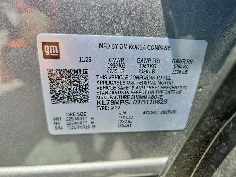 2026 Chevrolet Trailblazer მანქანა იყიდება აუქციონზე, vin: KL79MPSL0TB110628, აუქციონის ნომერი: 63820646
