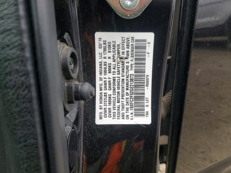 66803476 :رقم المزاد ، 19XFC2F52GE213873 vin ، 2016 Honda Civic مزاد بيع