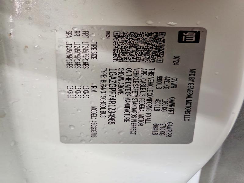 65088246 :رقم المزاد ، 1GAZGPF74R1234965 vin ، 2024 Chevrolet Express G3500 مزاد بيع