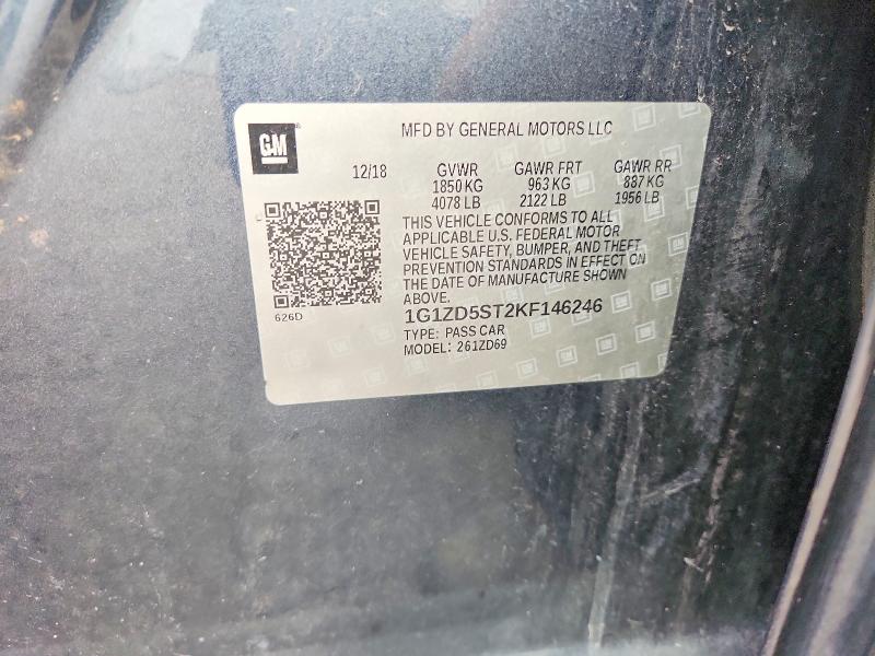 65338576 :رقم المزاد ، 1G1ZD5ST2KF146246 vin ، 2019 Chevrolet Malibu مزاد بيع
