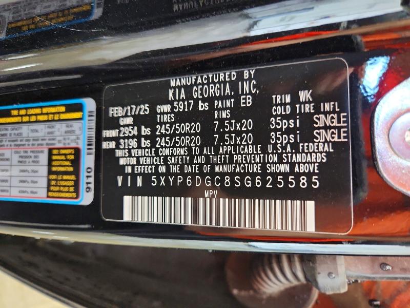 65508826 :رقم المزاد ، 5XYP6DGC8SG625585 vin ، 2025 Kia Telluride مزاد بيع