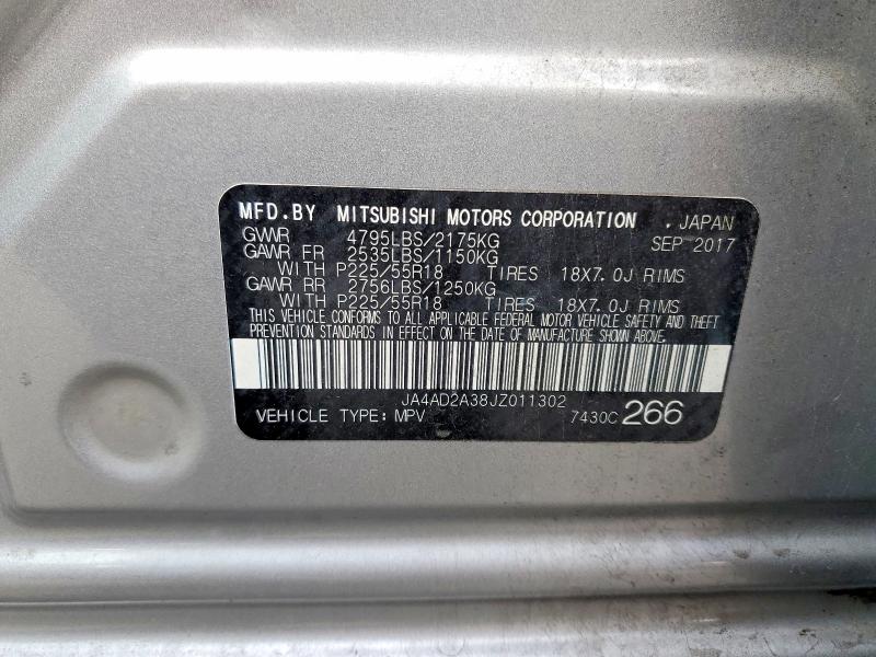 Продаж на аукціоні авто 2018 Mitsubishi Outlander, vin: JA4AD2A38JZ011302, номер лоту: 66527916