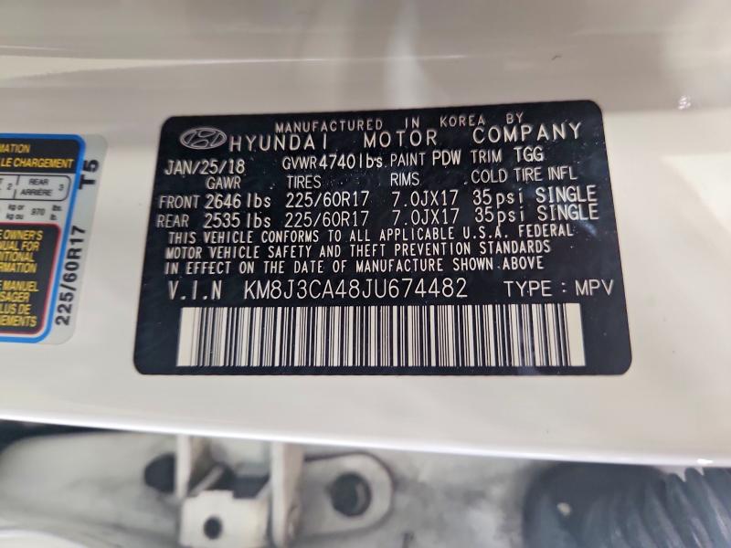 64725336 :رقم المزاد ، KM8J3CA48JU674482 vin ، 2018 Hyundai Tucson مزاد بيع