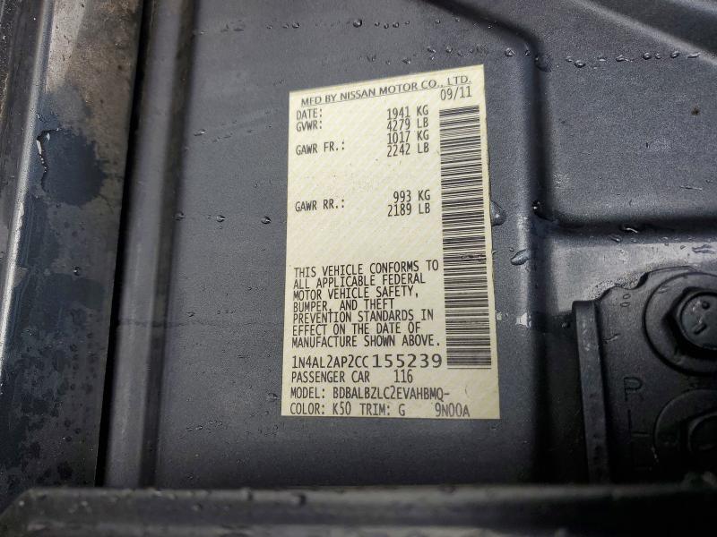 2012 Nissan Altima მანქანა იყიდება აუქციონზე, vin: 1N4AL2AP2CC155239, აუქციონის ნომერი: 63751536