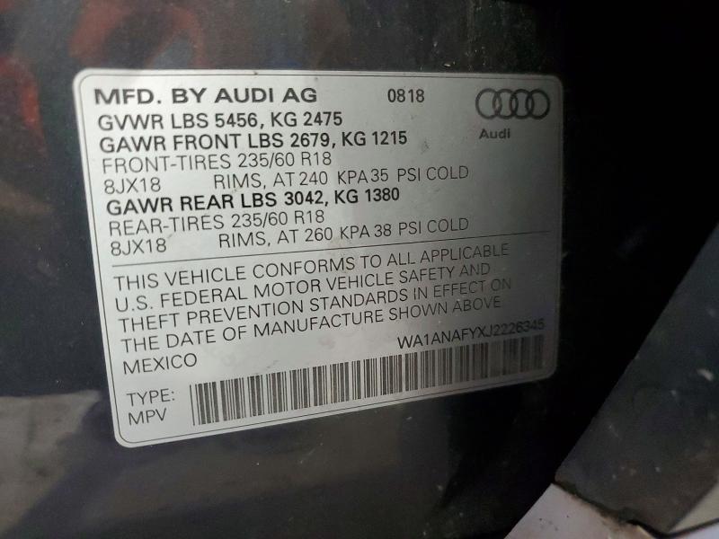 Aukcja sprzedaży 2018 Audi Q5, vin: WA1ANAFYXJ2226345, numer aukcji: 64512176