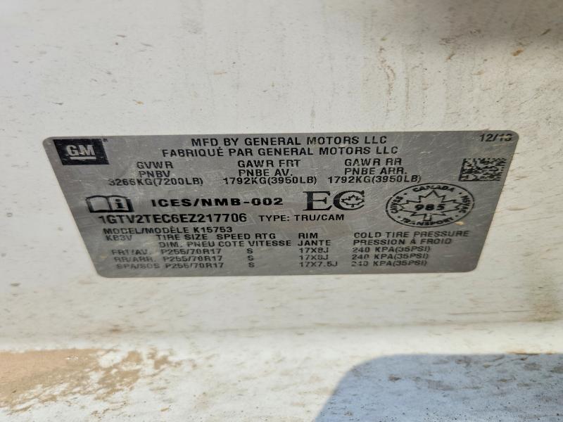 Aukcja sprzedaży 2014 Gmc Sierra, vin: 1GTV2TEC6EZ217706, numer aukcji: 62275266