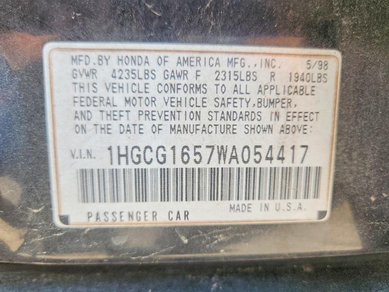 Продаж на аукціоні авто 1998 Honda Accord, vin: 1HGCG1657WA054417, номер лоту: 64900176