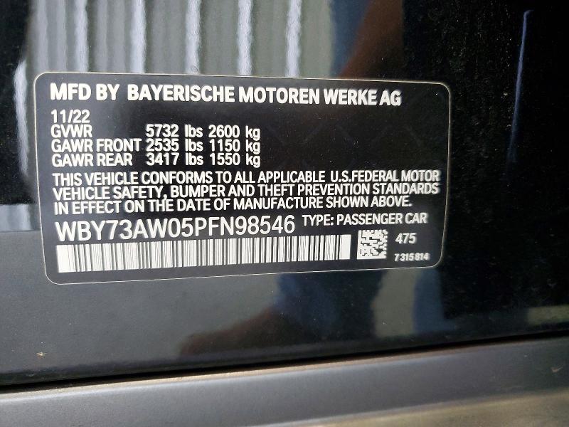 65547136 :رقم المزاد ، WBY73AW05PFN98546 vin ، 2023 Bmw I4 مزاد بيع
