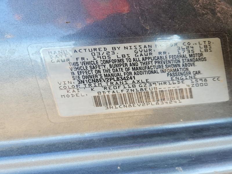 2023 Nissan Versa მანქანა იყიდება აუქციონზე, vin: 3N1CN8EV2PL834241, აუქციონის ნომერი: 67071546