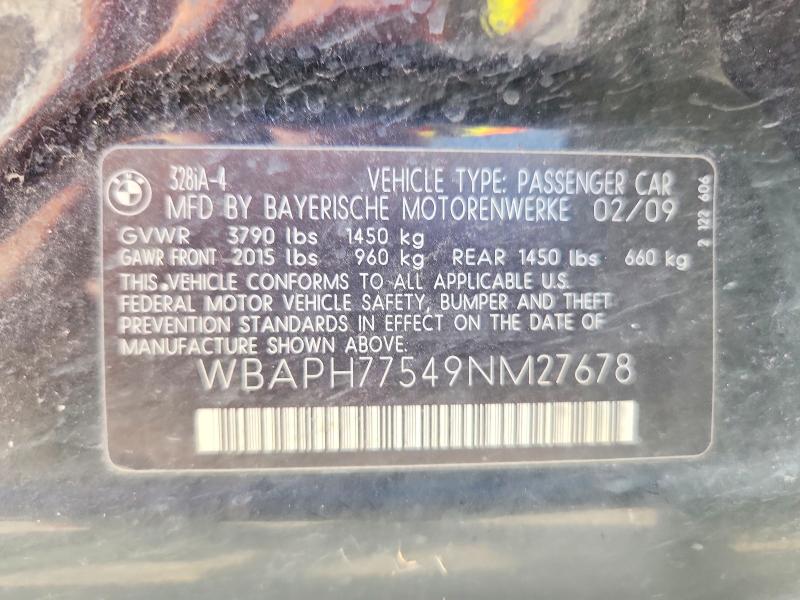 64316176 :رقم المزاد ، WBAPH77549NM27678 vin ، 2009 Bmw 328 مزاد بيع