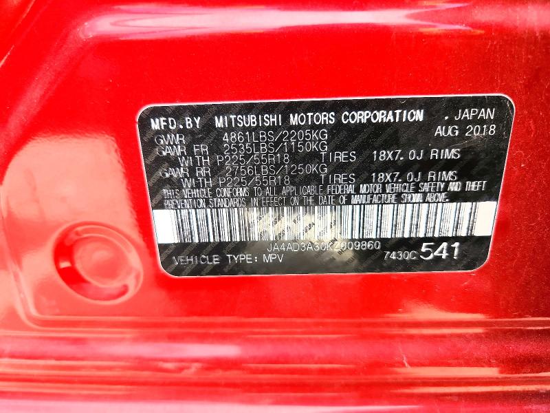 Aukcja sprzedaży 2019 Mitsubishi Outlander, vin: JA4AD3A30KZ009860, numer aukcji: 65402846