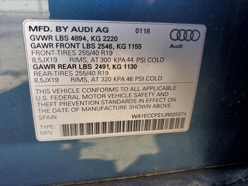 Aukcja sprzedaży 2018 Audi Q3, vin: WA1ECCFS1JR025374, numer aukcji: 63824286