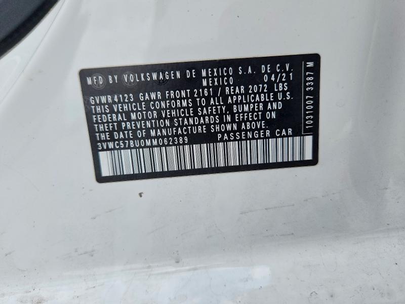 Aukcja sprzedaży 2021 Volkswagen Jetta, vin: 3VWC57BU0MM062389, numer aukcji: 65620636