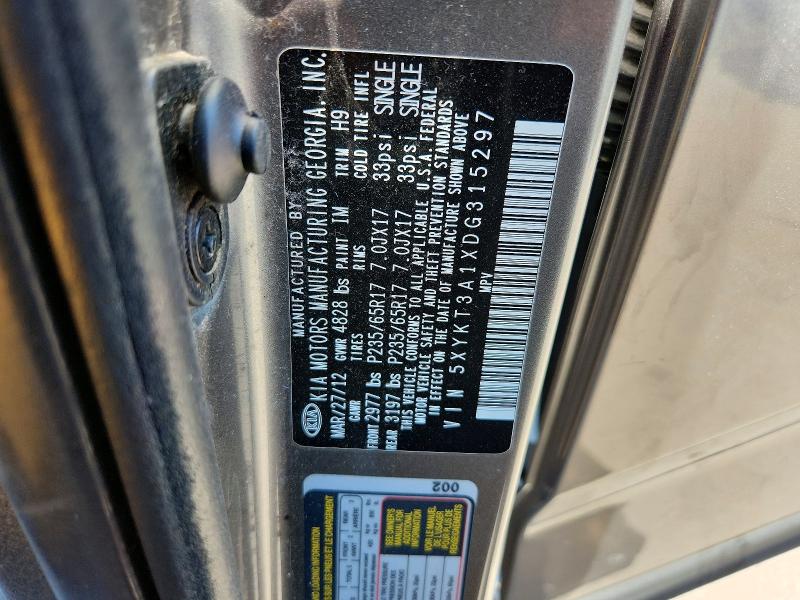66568656 :رقم المزاد ، 5XYKT3A1XDG315297 vin ، 2013 Kia Sorento مزاد بيع