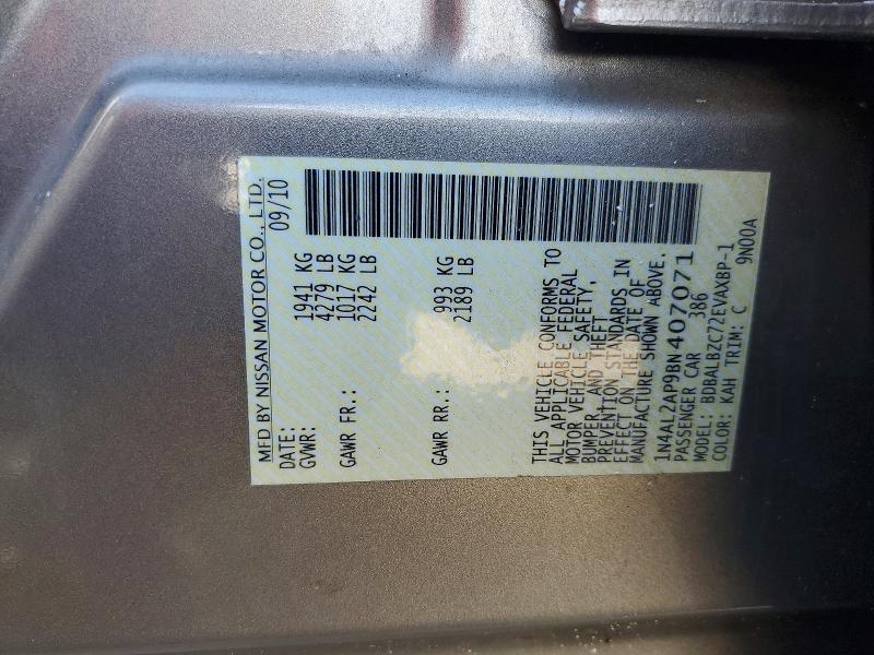 2011 Nissan Altima მანქანა იყიდება აუქციონზე, vin: 1N4AL2AP9BN407071, აუქციონის ნომერი: 66602276